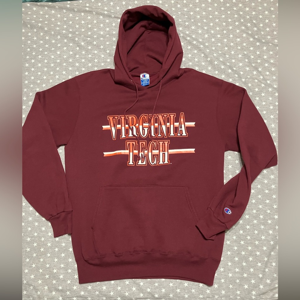 Vintage Virginia Tech Hokies Champion Hoodie Men’s XL Burgundy USA 90’s